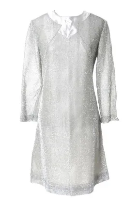 1960's Space Age Jetson's Silver Sparkle Mod Vintage Dress