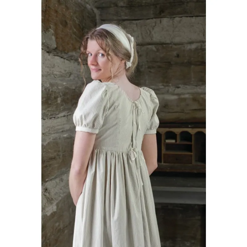 19th Century Empire Dress in Printed or Striped Cotton