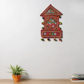 2 Pockets - Mirror Work Kutch Hand Embroidered Wall Hanging Letter Holder