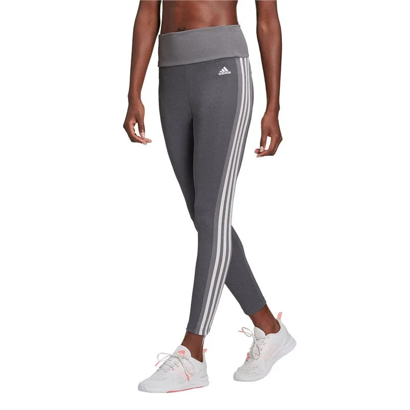 adidas High Rise 3 Stripe 7/8 Tights - Womens - Dark Grey Heather/White