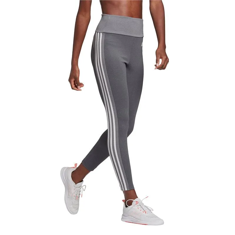 adidas High Rise 3 Stripe 7/8 Tights - Womens - Dark Grey Heather/White