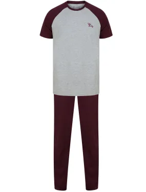 Advance 2pc Cotton Lounge Set in Light Grey Marl / Wine Tasting - Tokyo Laundry