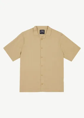 AFENDS Mens Daily - Cuban Shorts Sleeve Shirt - Camel