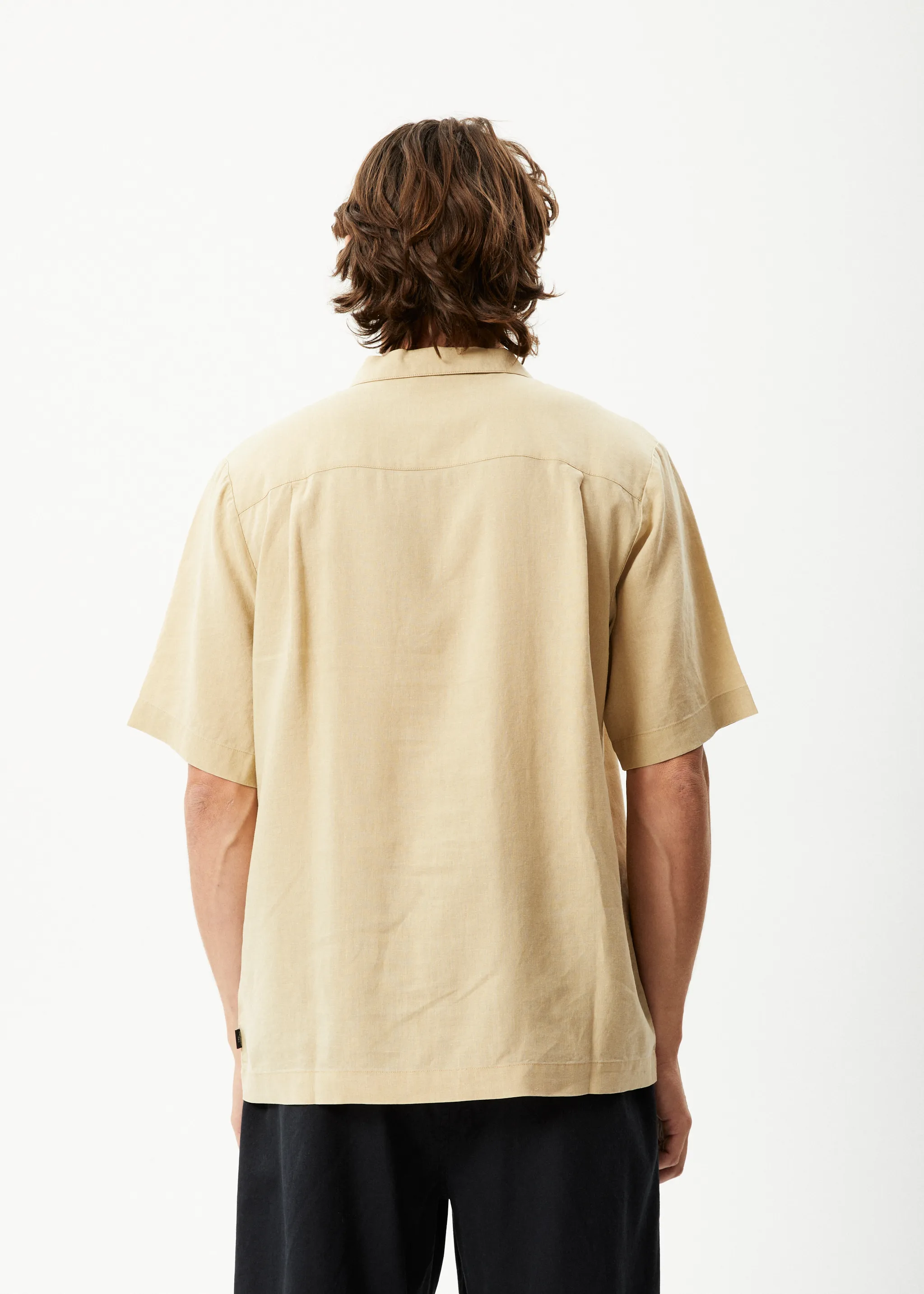 AFENDS Mens Daily - Cuban Shorts Sleeve Shirt - Camel