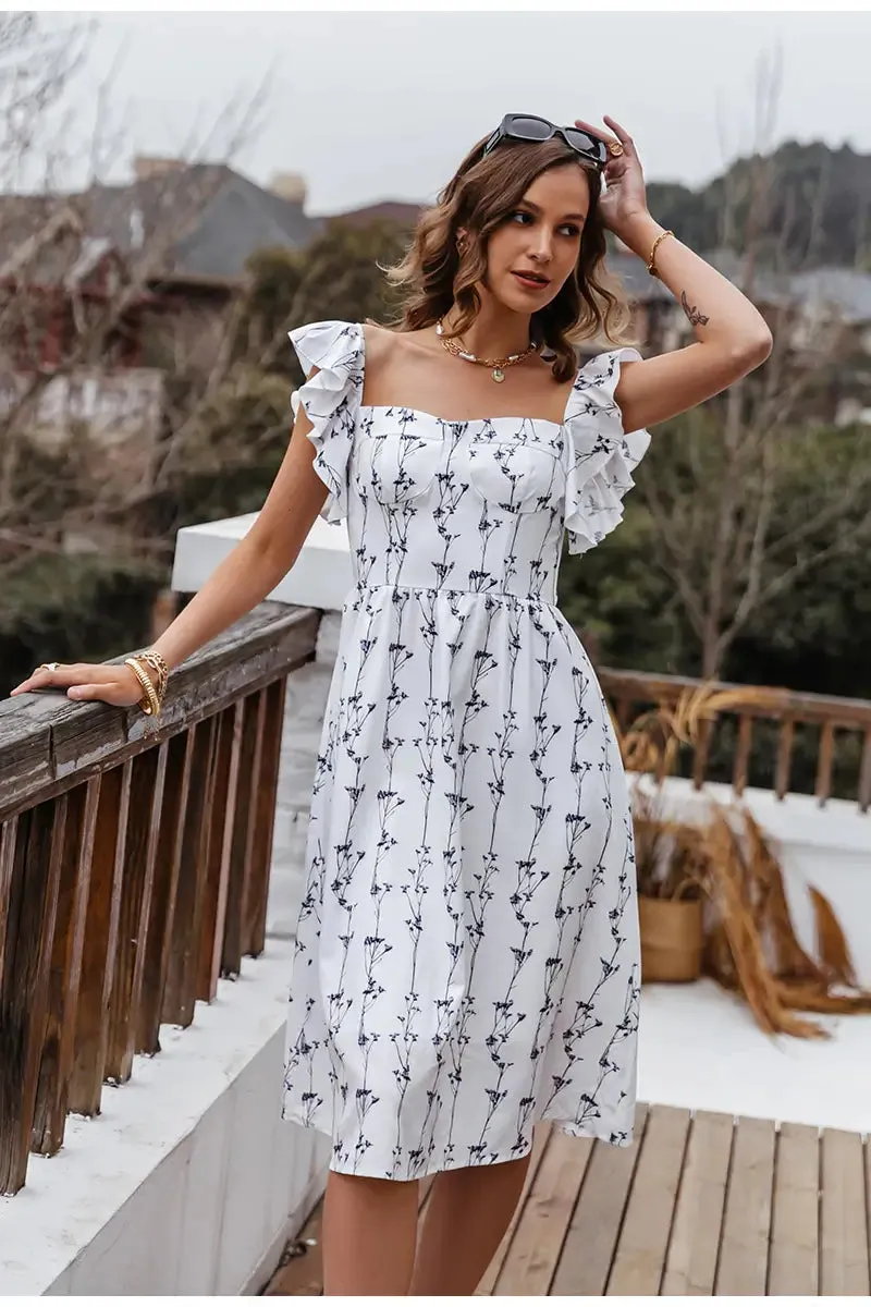 Annette White Floral Summer Midi Dress