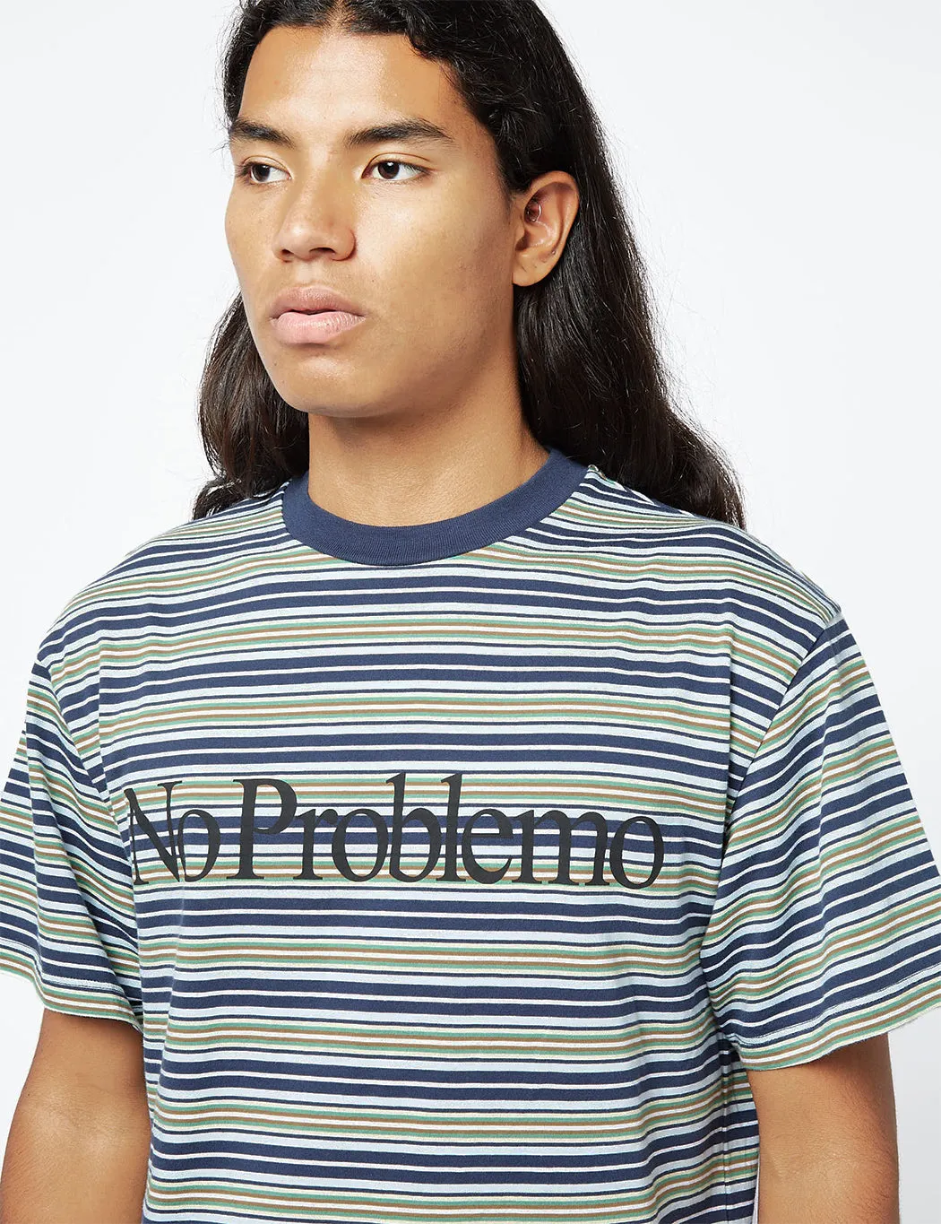 Aries Striped No Problemo T-Shirt - Blue Multi