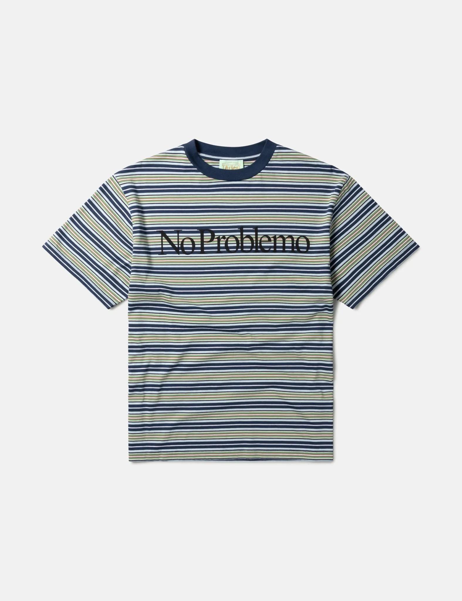 Aries Striped No Problemo T-Shirt - Blue Multi