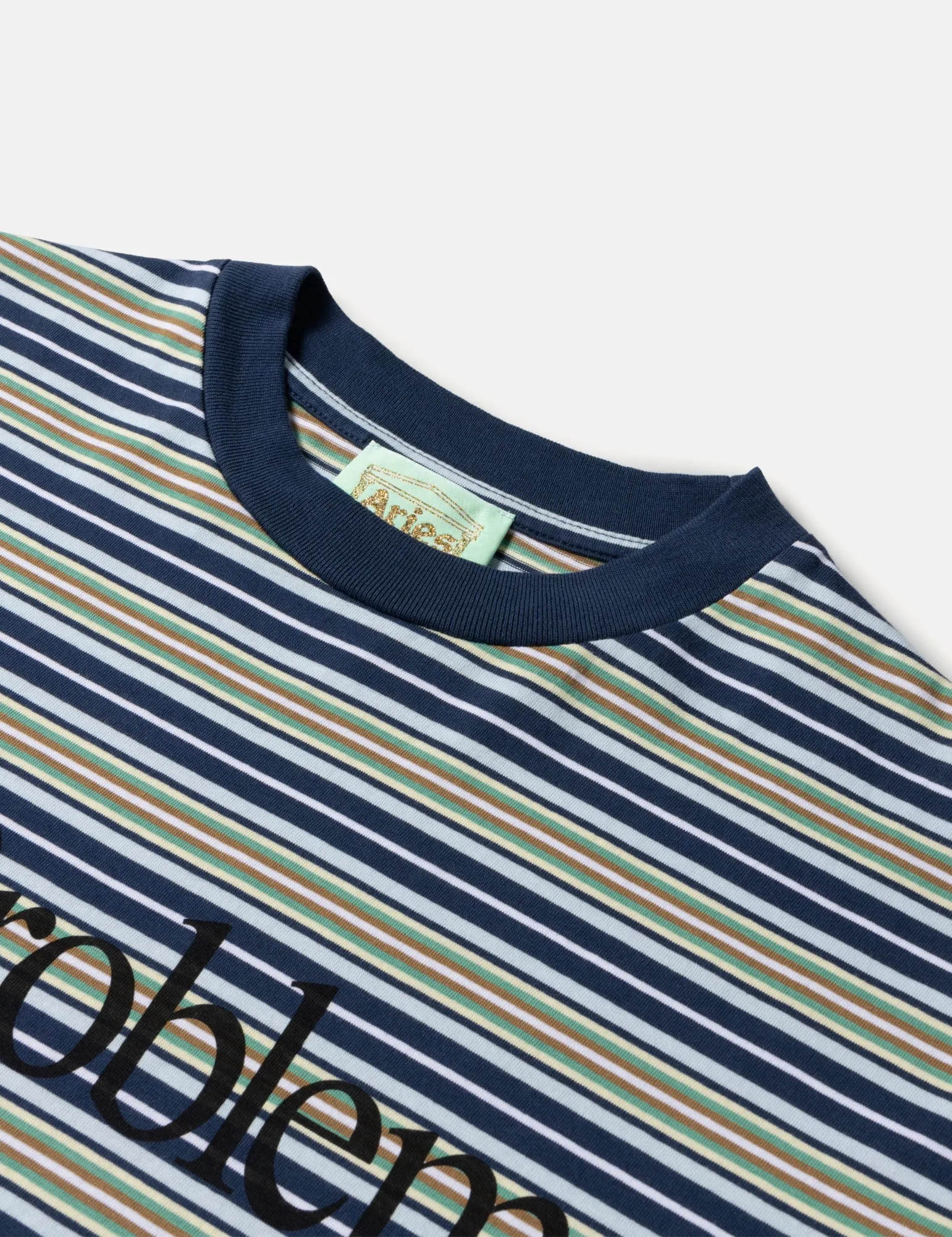 Aries Striped No Problemo T-Shirt - Blue Multi