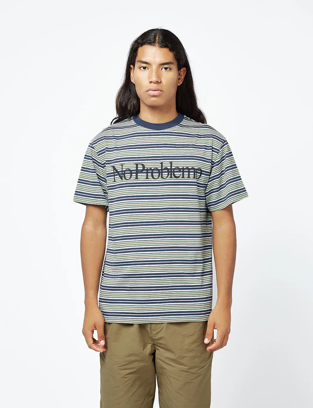 Aries Striped No Problemo T-Shirt - Blue Multi