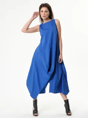 Asymmetric Sleeveless Blue Dress