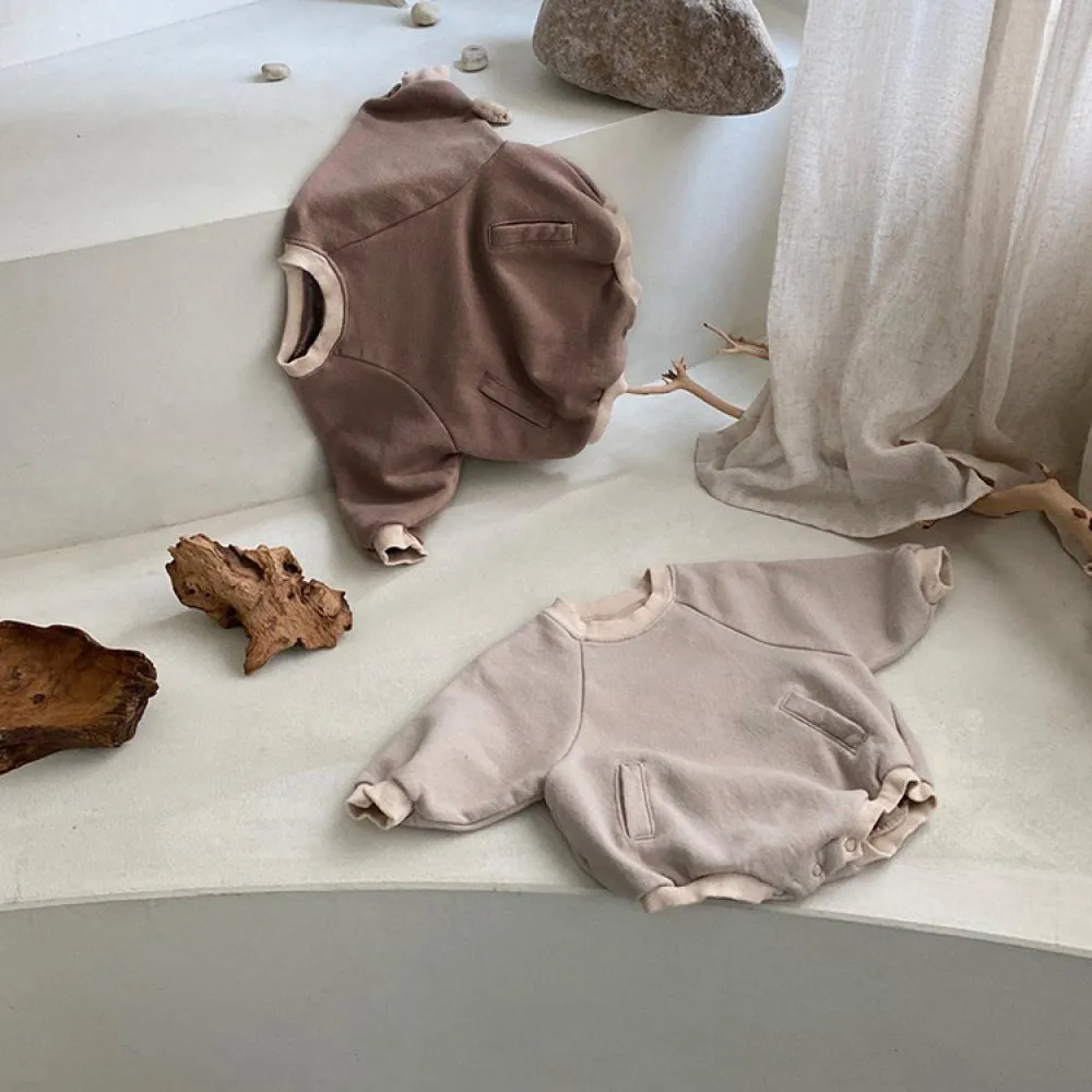 Autumn Newborn Slip Pocket Sweatshirt Romper Wholesale Baby Clothes