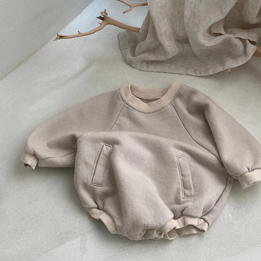 Autumn Newborn Slip Pocket Sweatshirt Romper Wholesale Baby Clothes