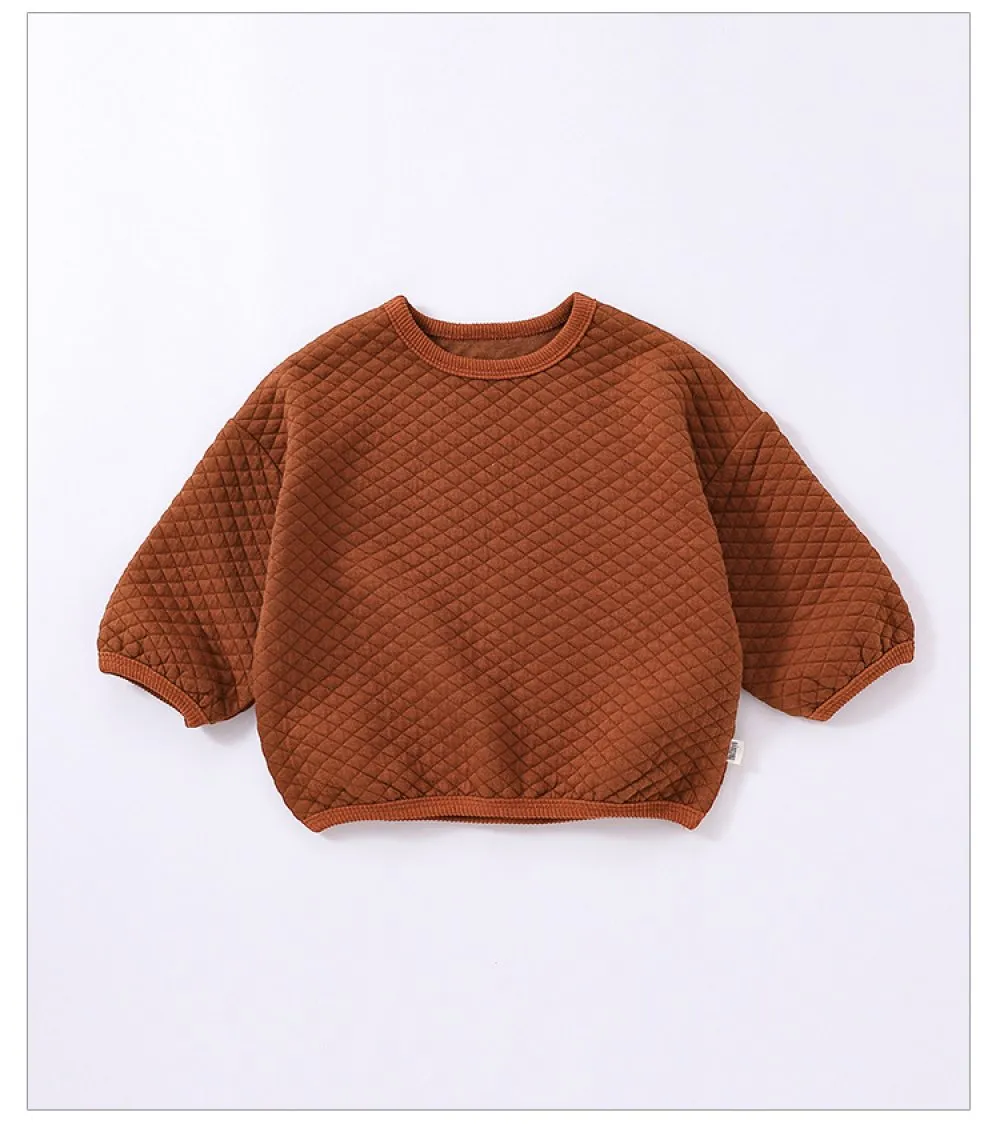 Baby Autumn Thick Sweater Solid Color Cotton Suit Baby Clothes Wholesale