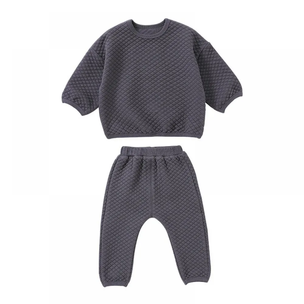 Baby Autumn Thick Sweater Solid Color Cotton Suit Baby Clothes Wholesale