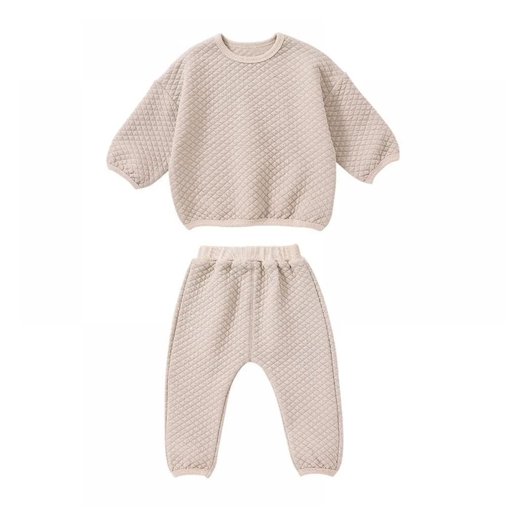 Baby Autumn Thick Sweater Solid Color Cotton Suit Baby Clothes Wholesale