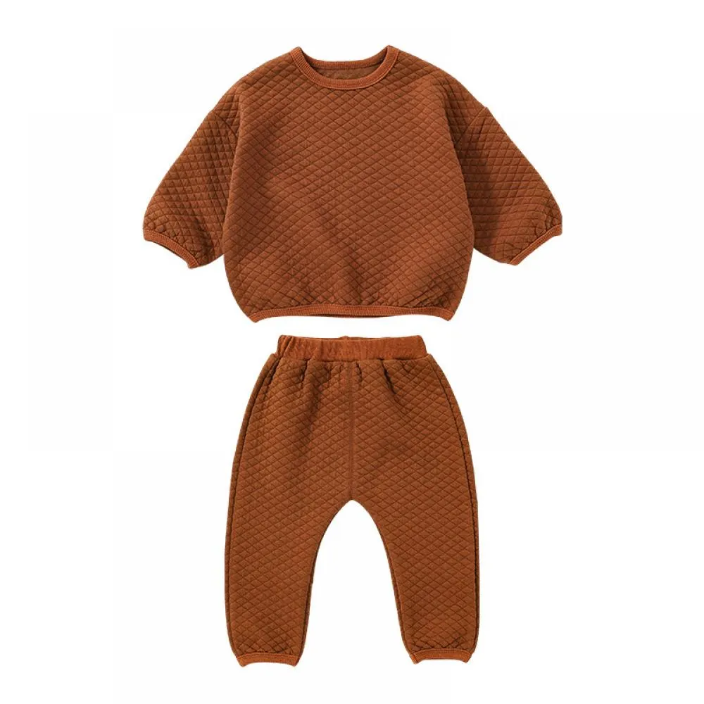 Baby Autumn Thick Sweater Solid Color Cotton Suit Baby Clothes Wholesale