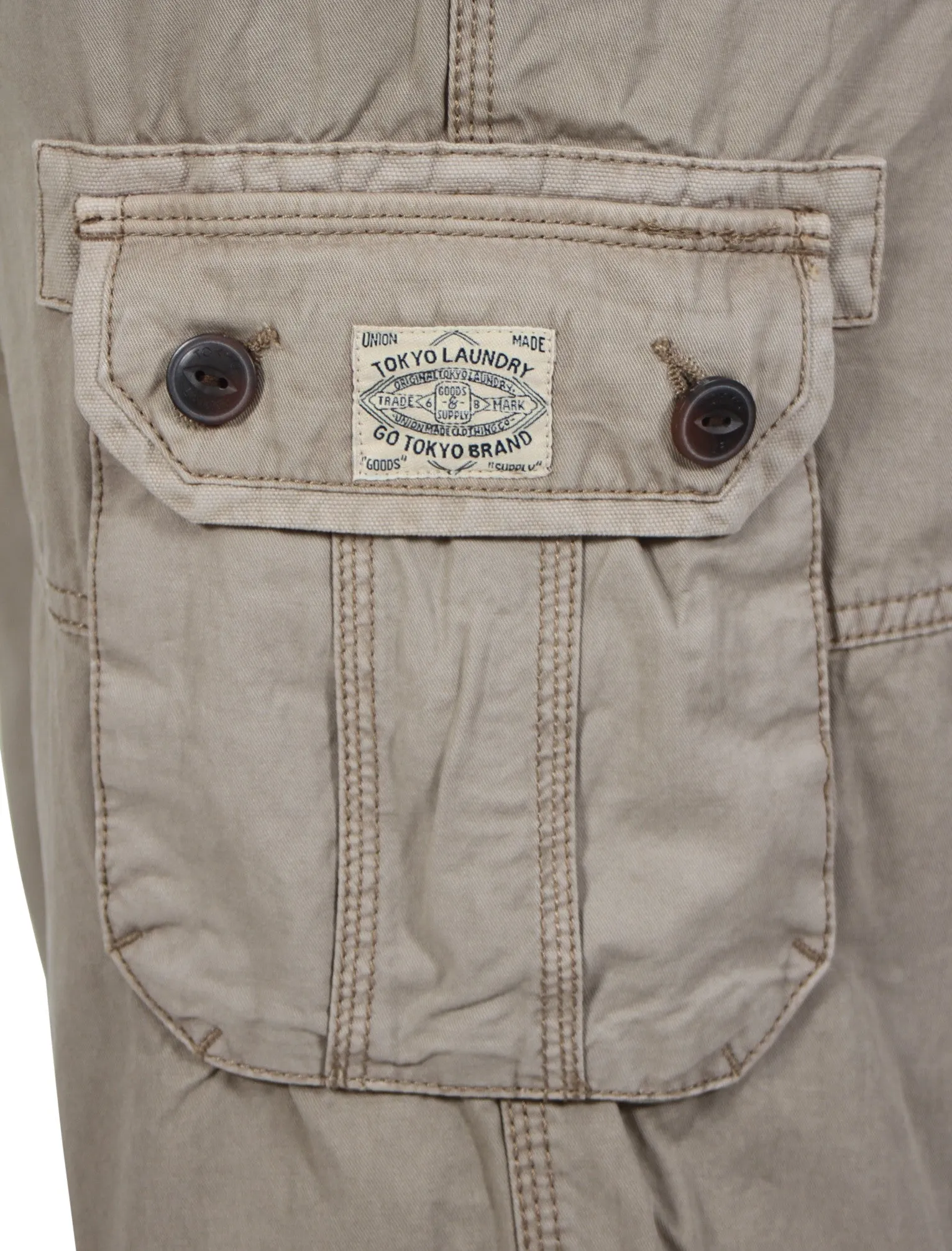 Bailen Cotton Cargo Shorts in Stone - Tokyo Laundry