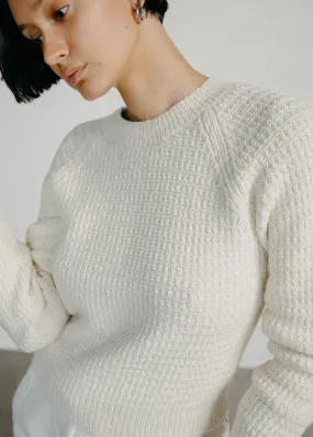 Barrett Waffle Knit Pullover, Eco-Soft Alpaca Cotton, Cream