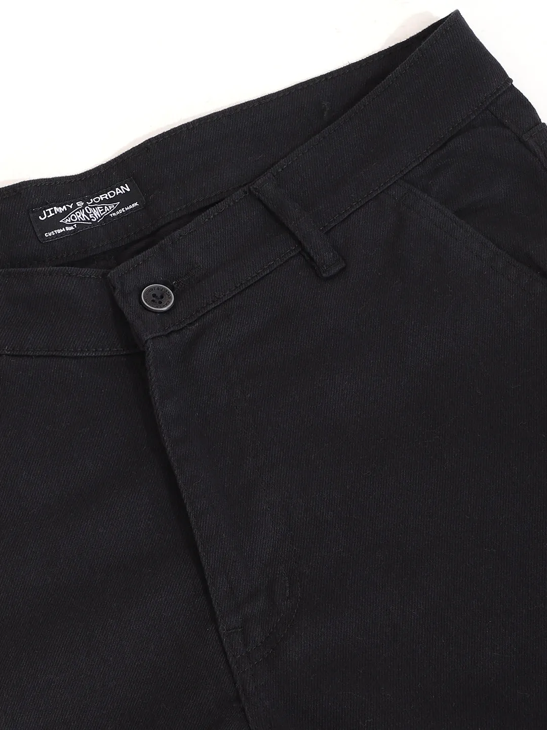 Black Baggy Fit 8 Pocket Drill Cargo