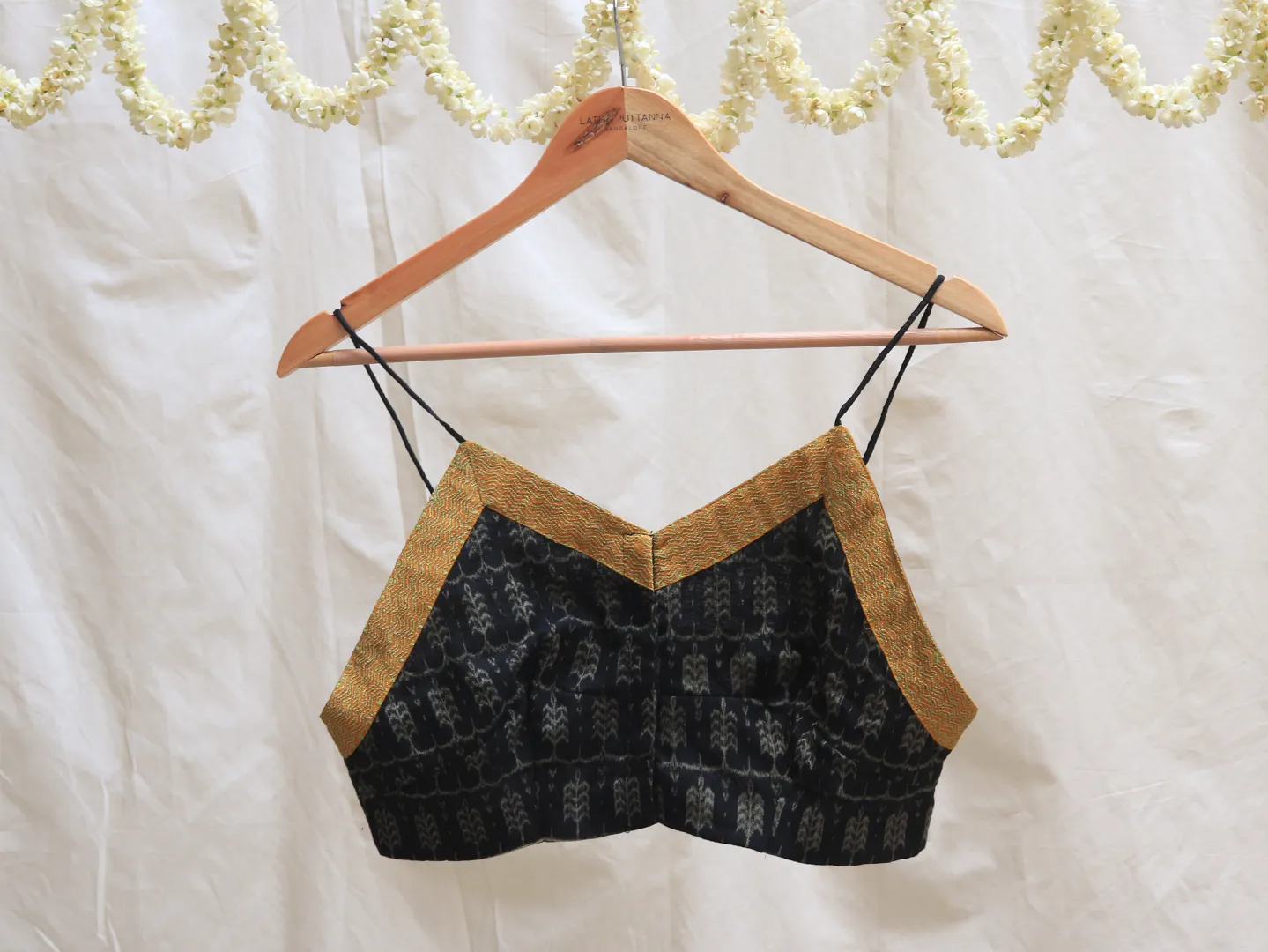 Black, cotton, Embroidery bralette