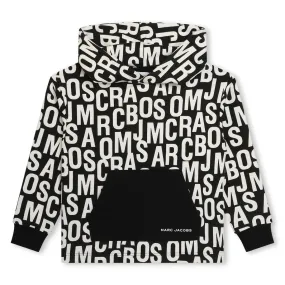 Black Logo Print Hooded Sweatshirt