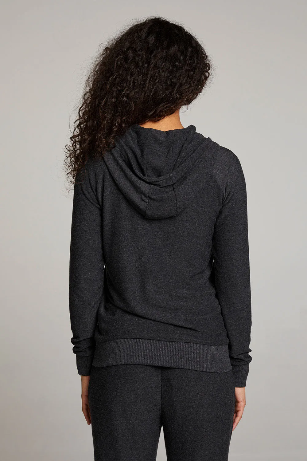 Black Long Sleeve Raglan Zip Up Hoodie