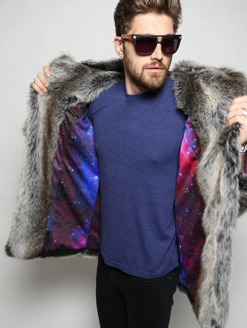 BlackMilk Galaxy Grey Wolf Classic Faux Fur Coat