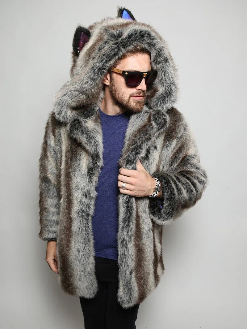 BlackMilk Galaxy Grey Wolf Classic Faux Fur Coat