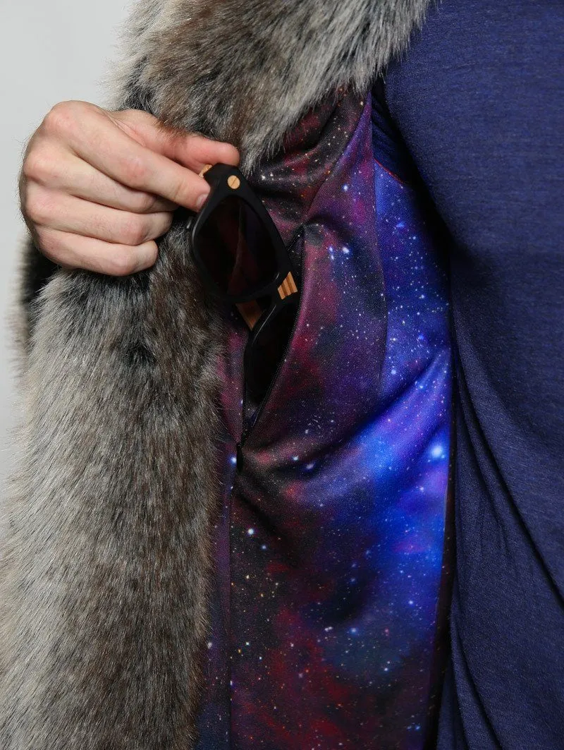 BlackMilk Galaxy Grey Wolf Classic Faux Fur Coat