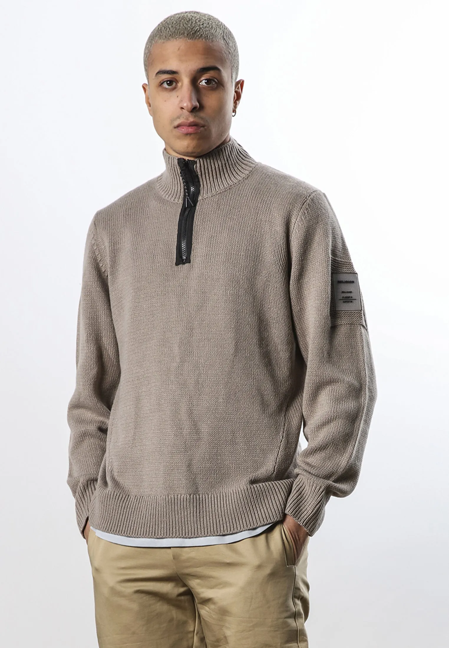 BOX HALF ZIP KNIT TWIG