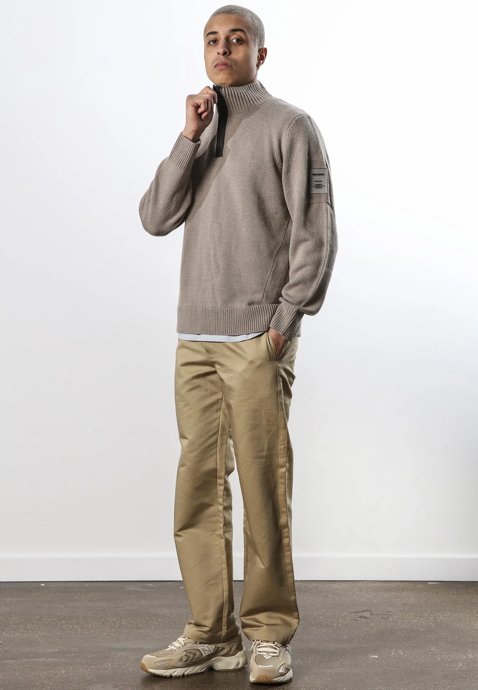 BOX HALF ZIP KNIT TWIG