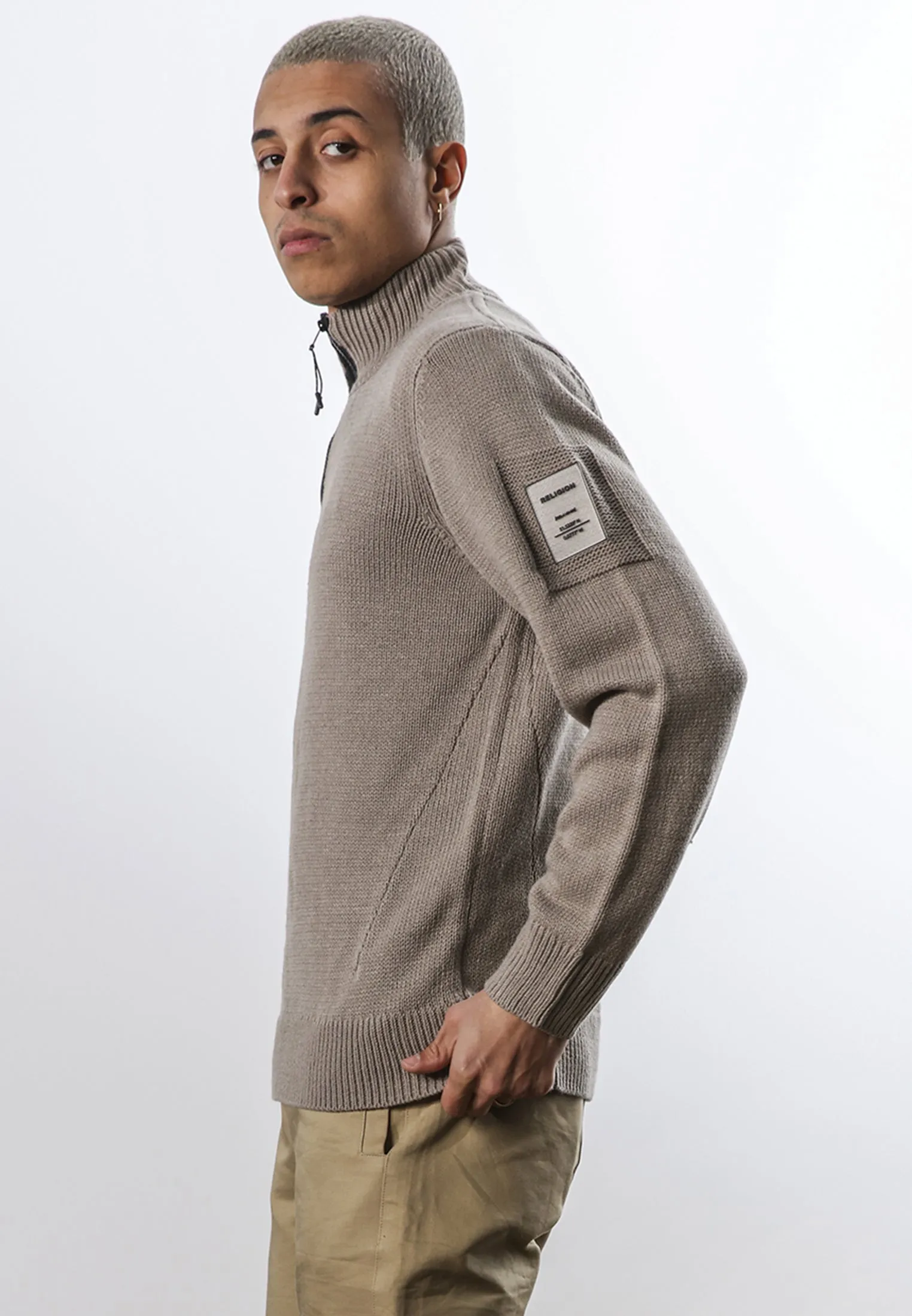 BOX HALF ZIP KNIT TWIG