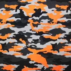 Camo Orange Printed Spandex | Blue Moon Fabrics