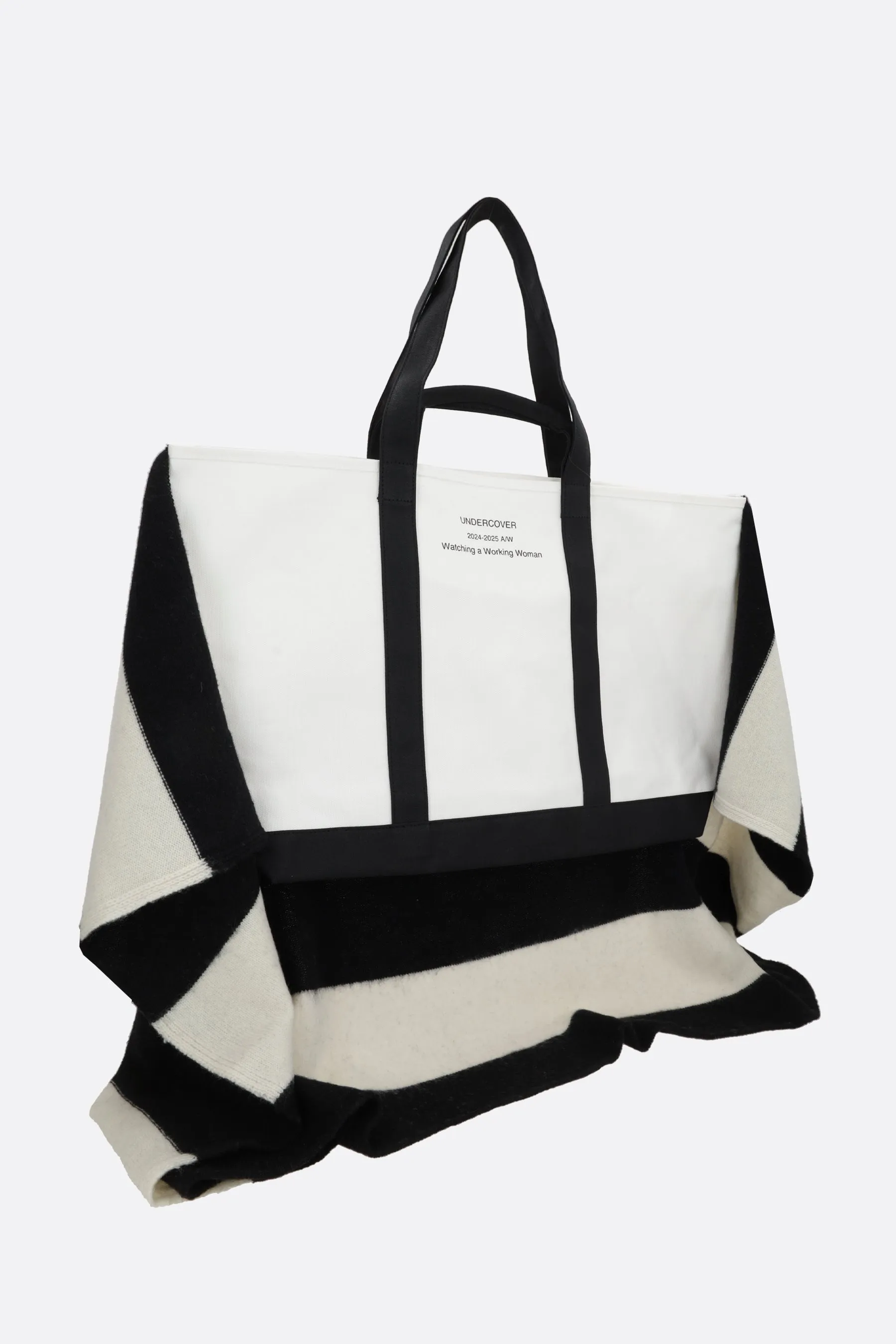 canvas tote bag with knit insert