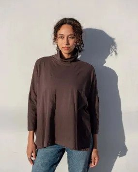 Catalina Turtleneck Tee in Brownstone