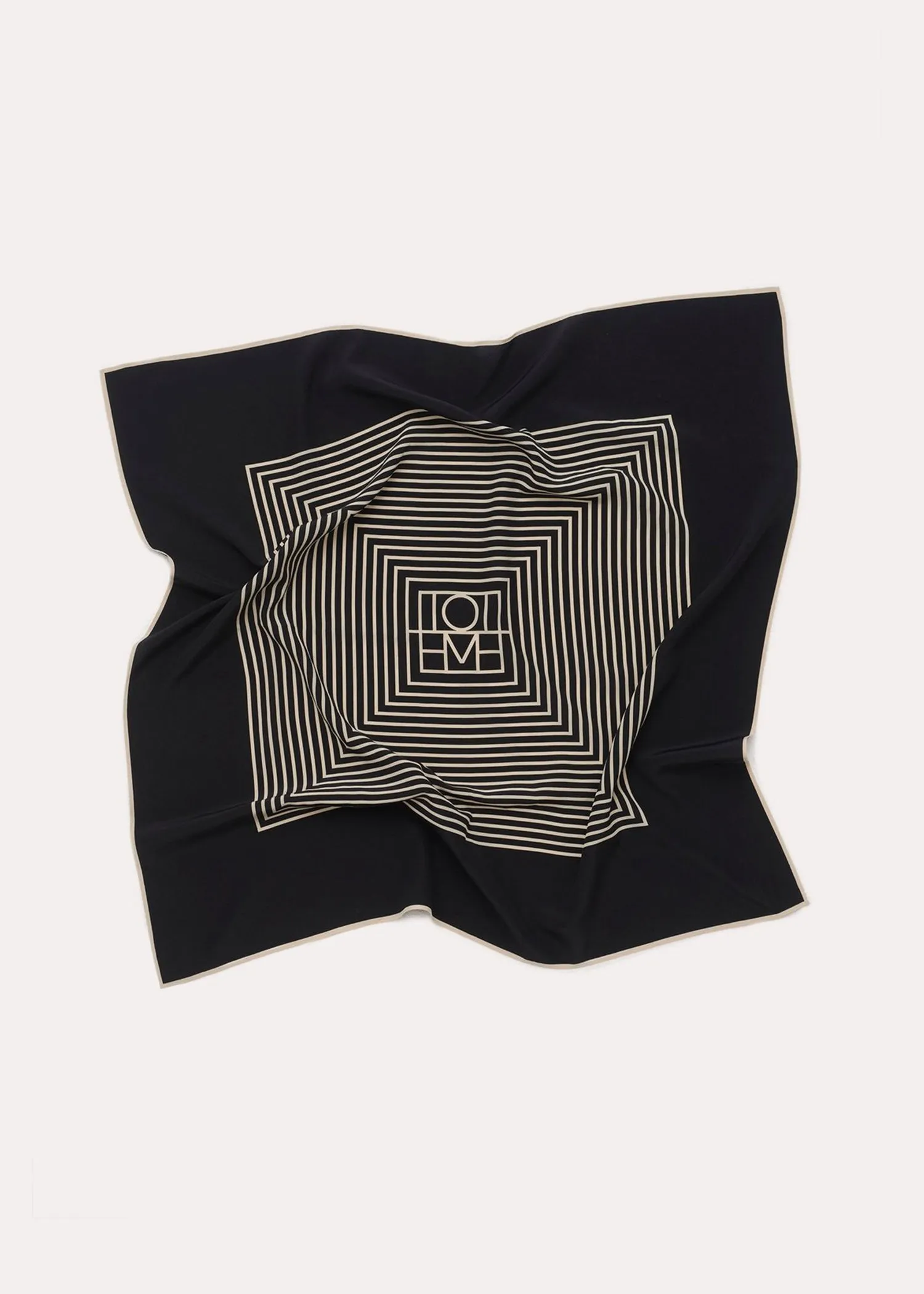 Centered monogram silk scarf black