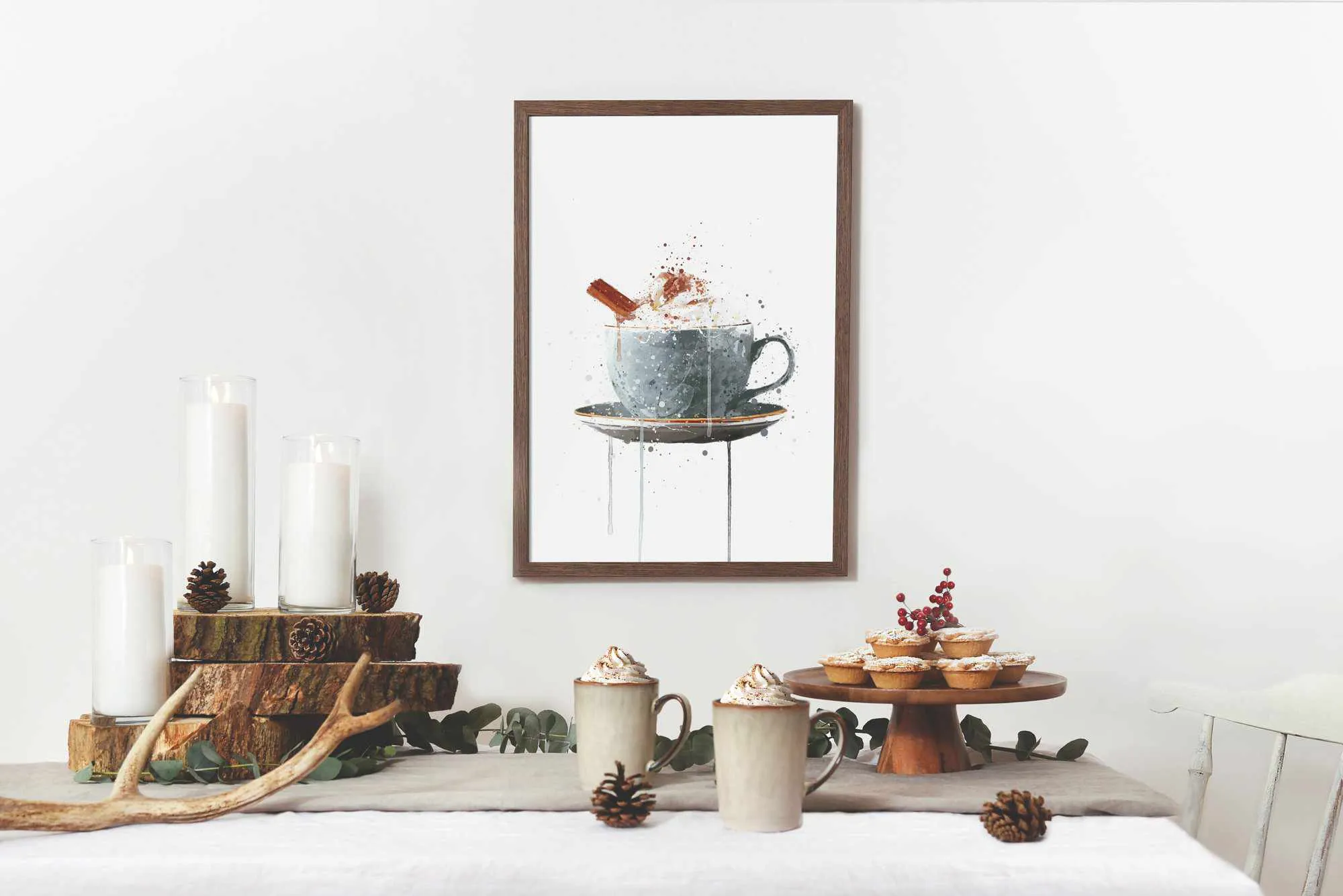 Christmas Hot Chocolate Wall Art Print , Contemporary and Stylish Christmas Decoration Alternative Xmas Decor