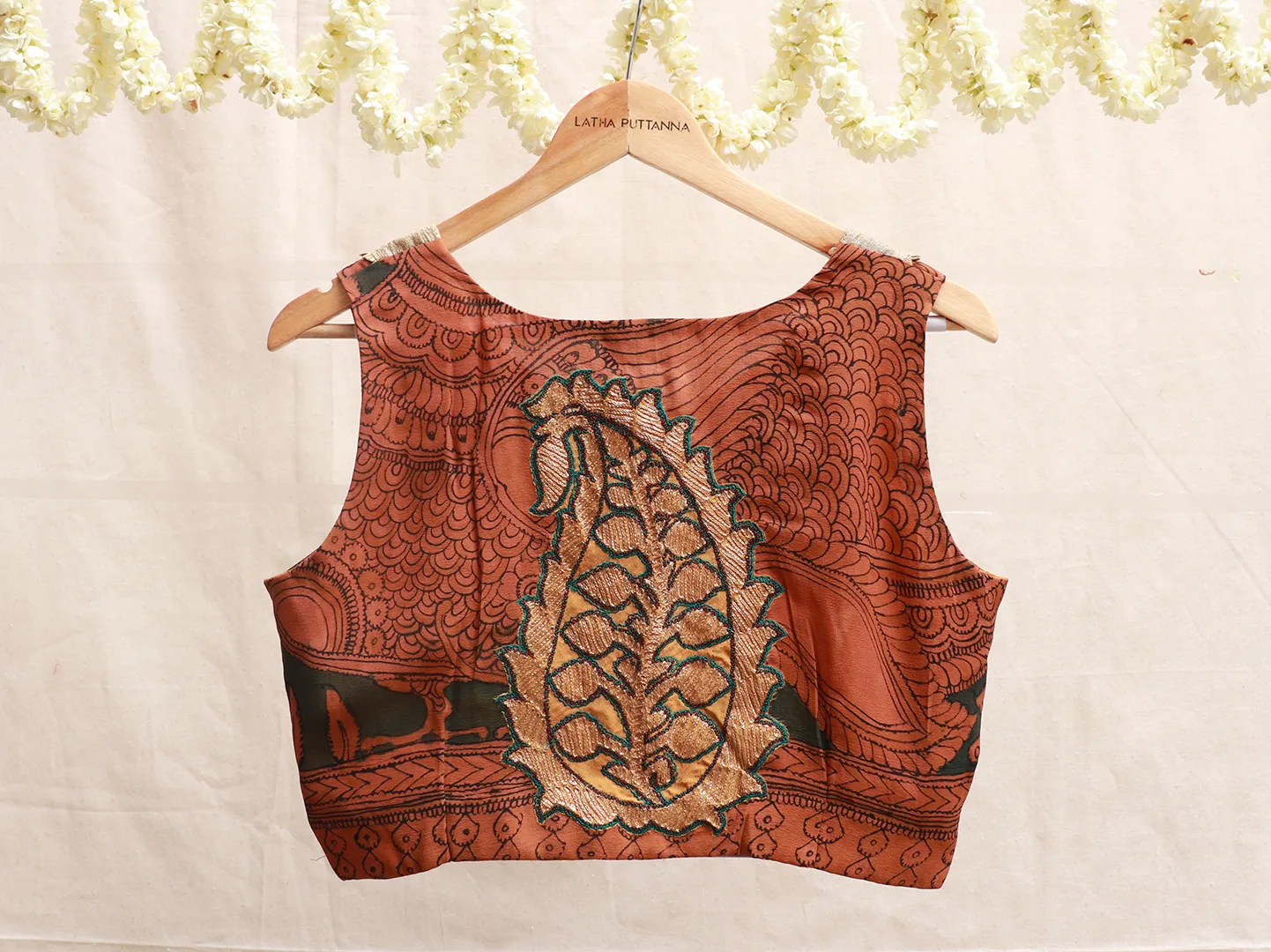 Cider Orange, Georgette, Kalamkari blouse