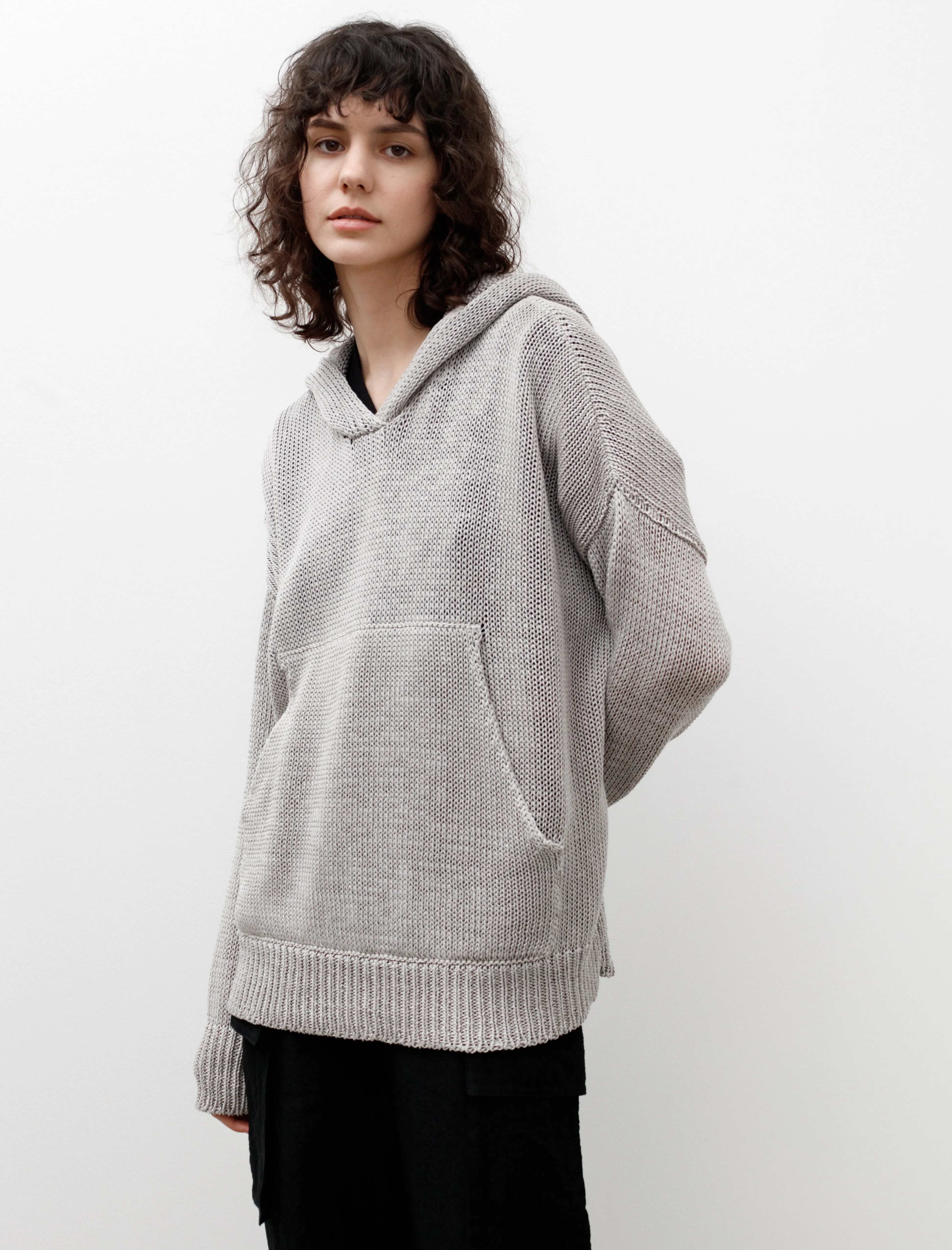 Cool Tricot Hooded Sweater Pearl Grey