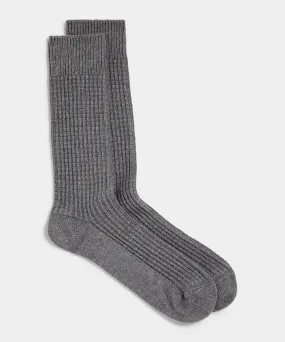 Cotton Waffle Sock in Grey