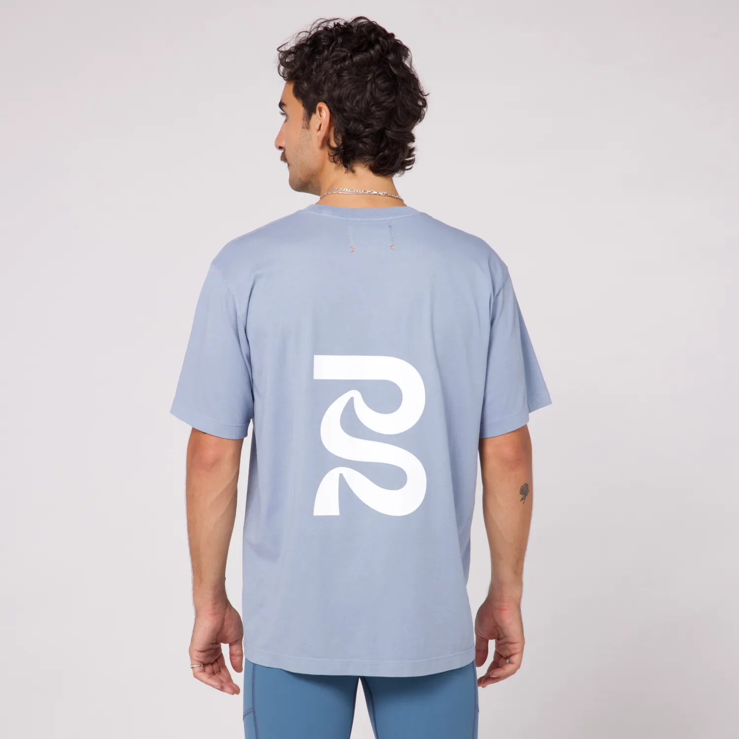 Current Tee, Unisex - Smokey Blue with White