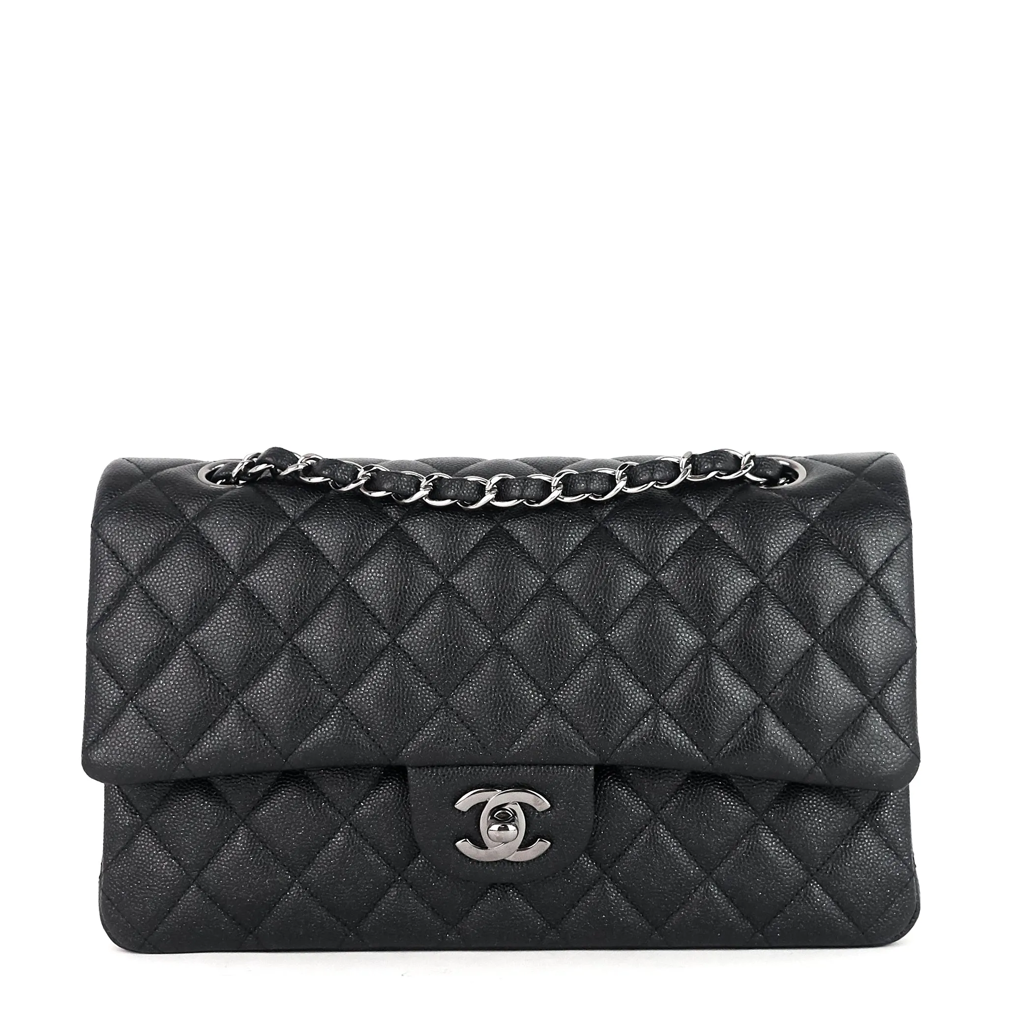 Double Flap Quilted Caviar Leather Bag