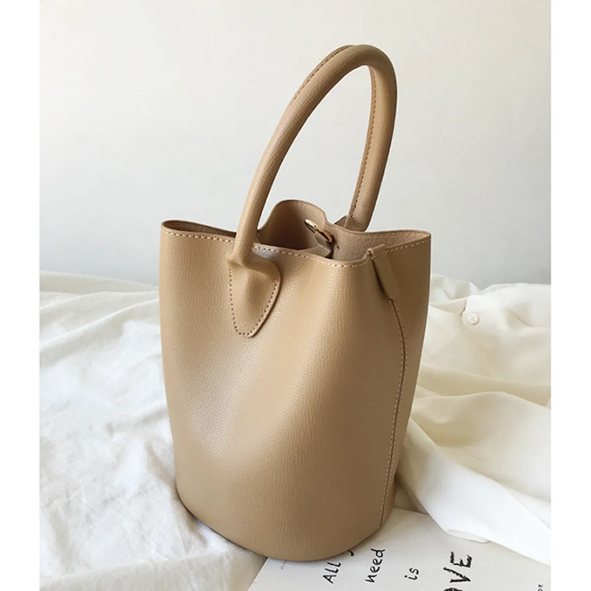 Elena Handbags Chic Leather Bucket Bag