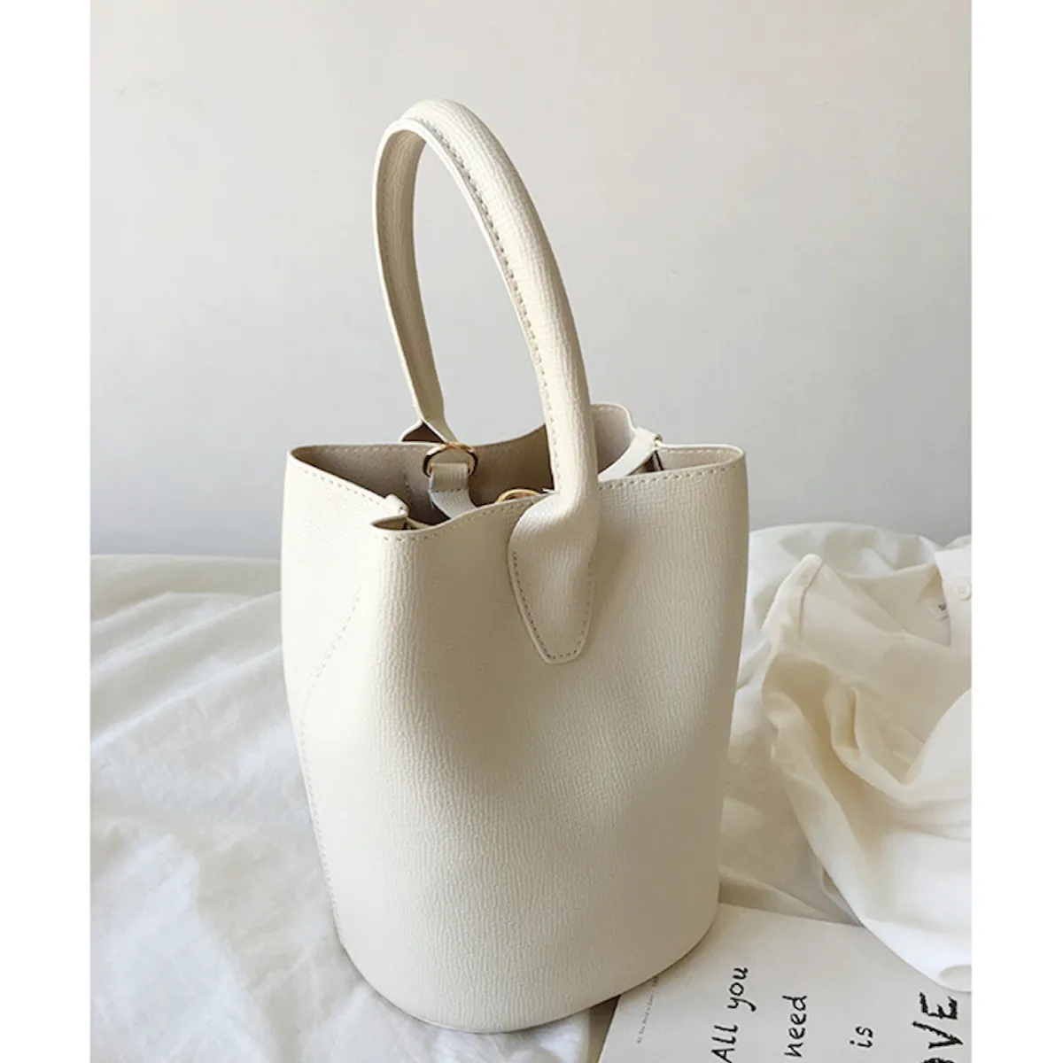 Elena Handbags Chic Leather Bucket Bag