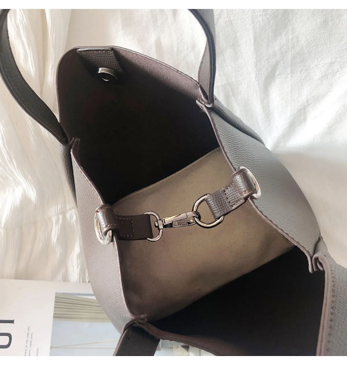 Elena Handbags Leather Bucket Bag