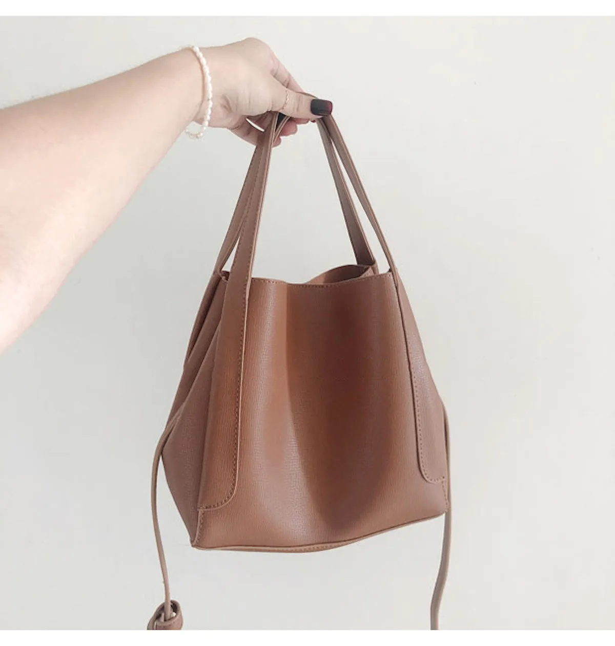 Elena Handbags Leather Bucket Bag