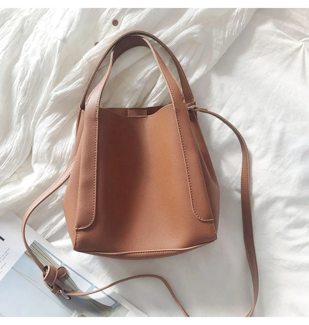 Elena Handbags Leather Bucket Bag