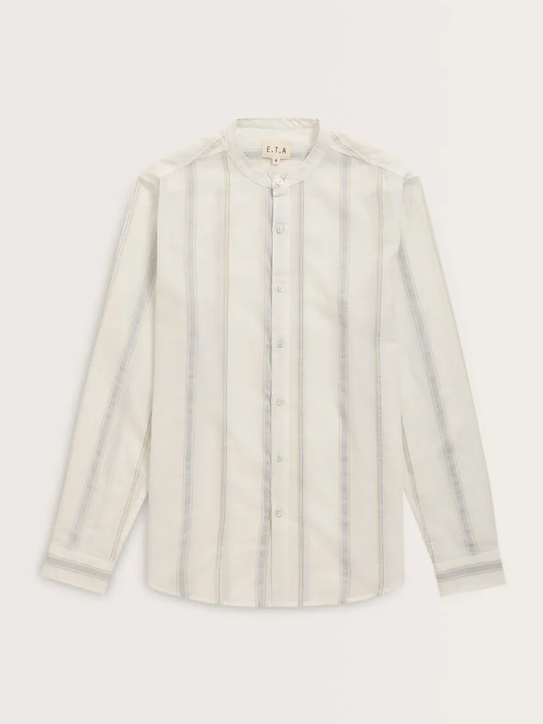 ETA Off-White Stripe Printed Resort-Fit Cotton Shirt