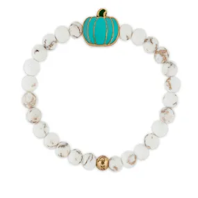 Fall Teal Pumpkin Stretch Bracelet with White Howlite Beads