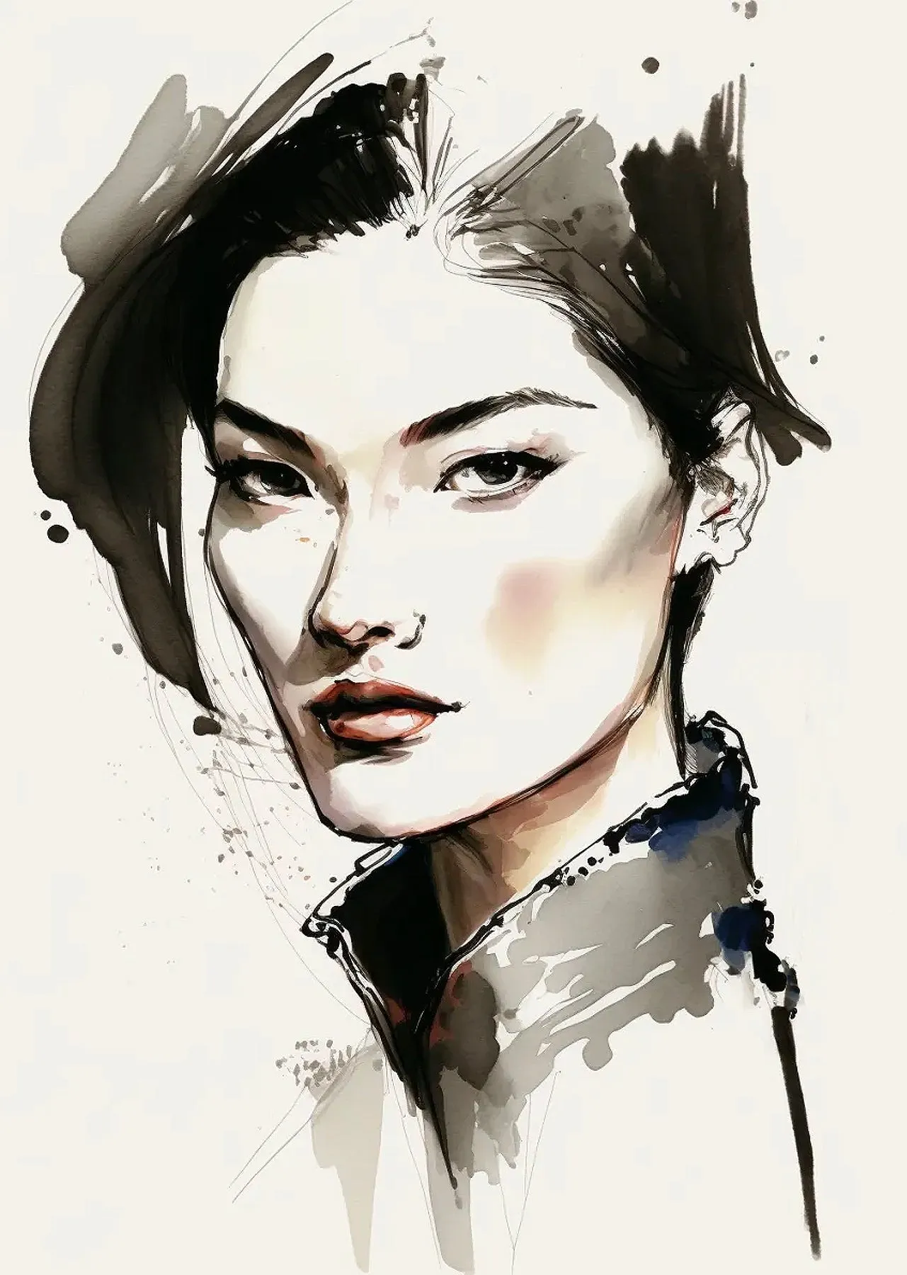 Fashion Portrait Sketch Wall Art Print #9